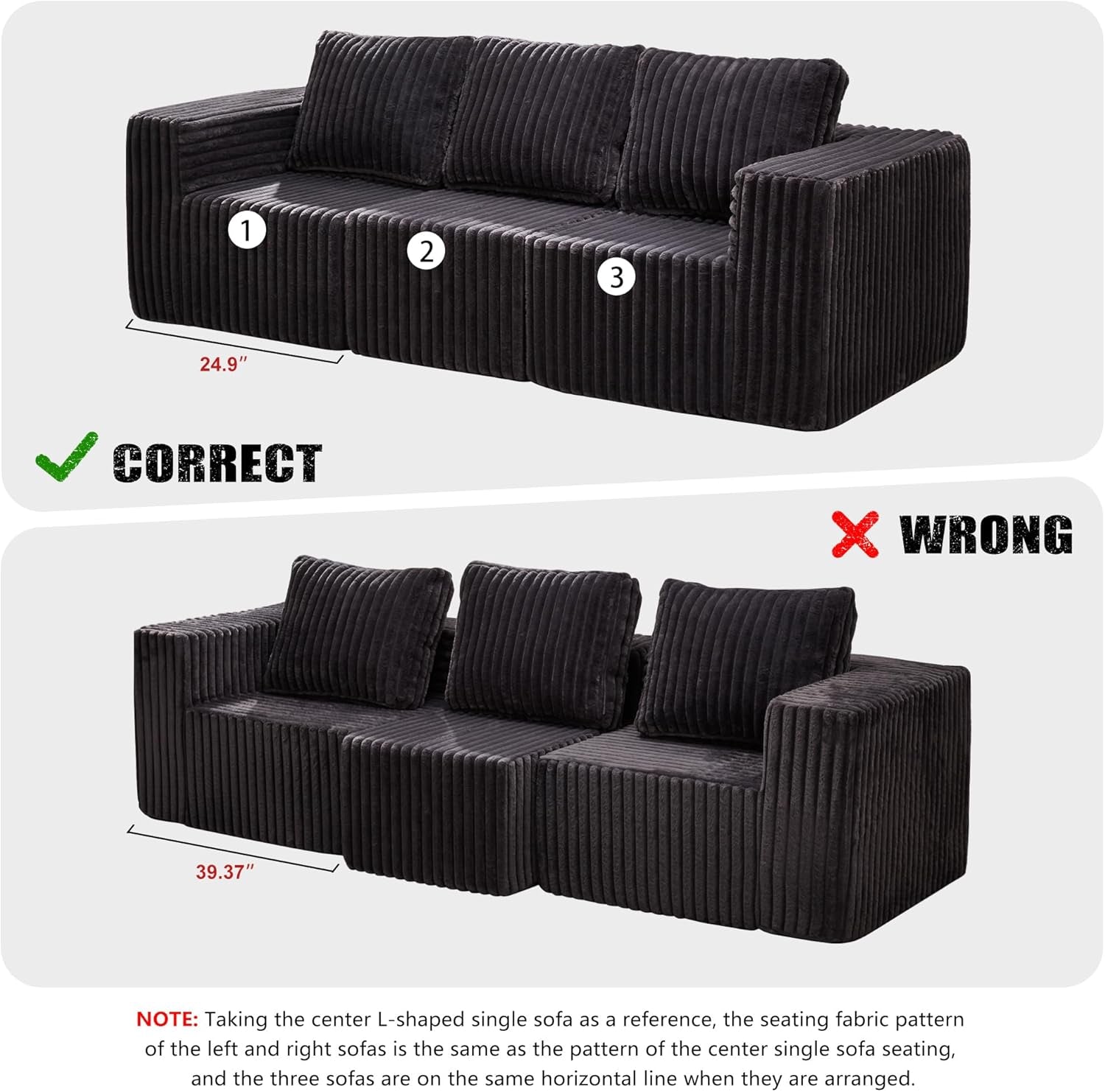 Modular Sectional Sofa With Deep Memory Foam Comfort