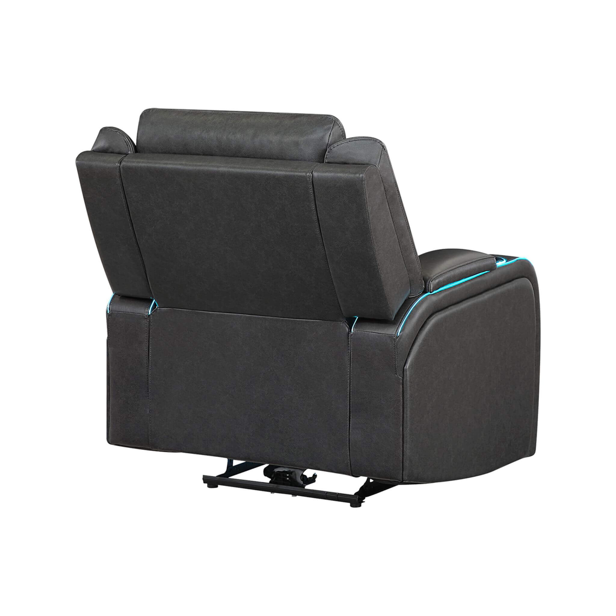 Nuvia Luxury Charcoal Upholstered Power Recliner Armchair With LED Lights (SAK16429)