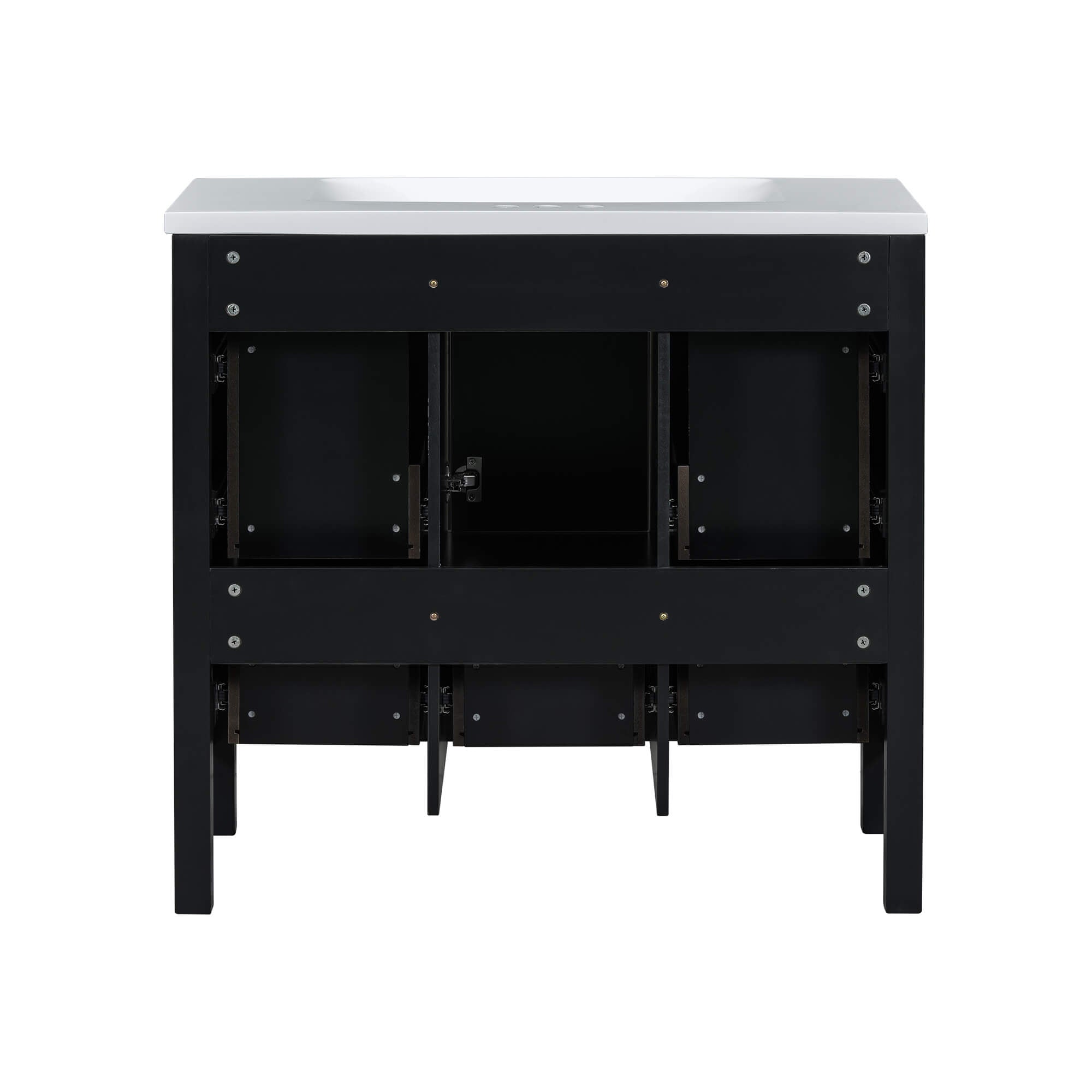 Nuvia Premium 72-Inch Bathroom Vanity Set With Resin Sink And Soft-Close Drawers [Faucet Not Included] (SAK62749)