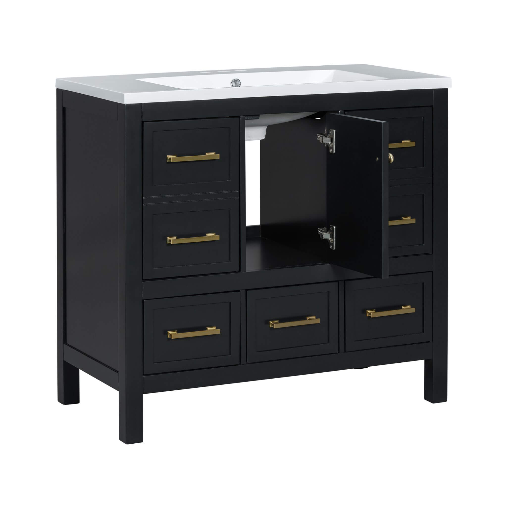 Nuvia Premium 72-Inch Bathroom Vanity Set With Resin Sink And Soft-Close Drawers [Faucet Not Included] (SAK62749)