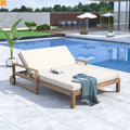 Outdoor Daybed Farmhouse Style Wooden Beige Poolside and Garden 2 Person Seating