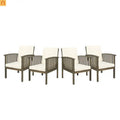 Outdoor Dining Chair Acacia Wood Gray Cream Cushion Farmhouse Set 4