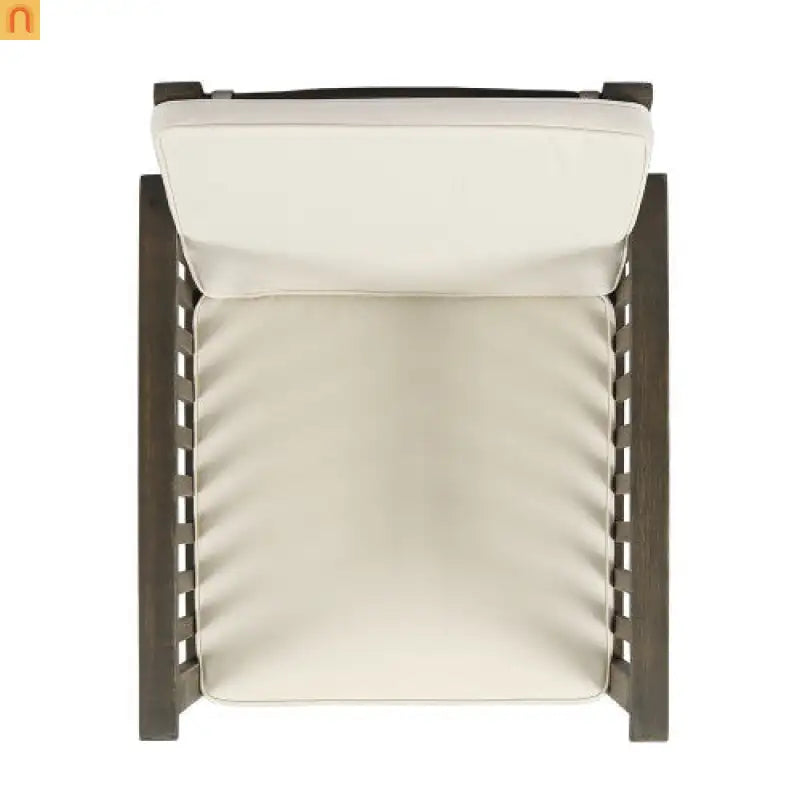 Outdoor Dining Chair Acacia Wood Gray Cream Cushion Farmhouse Set 4