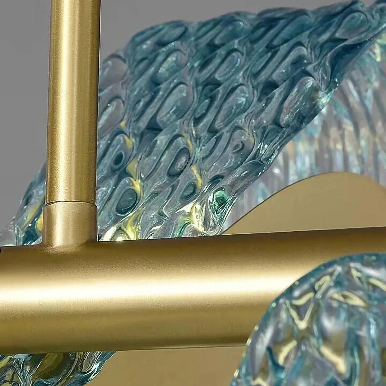 Peacock Blue Petal Art Glass Chandelier