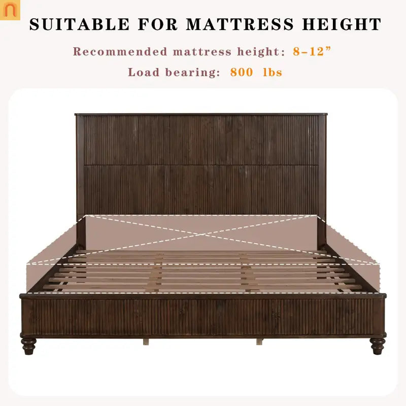 Platform Bed Contemporary Tall Headboard Solid Walnut Wood King Size