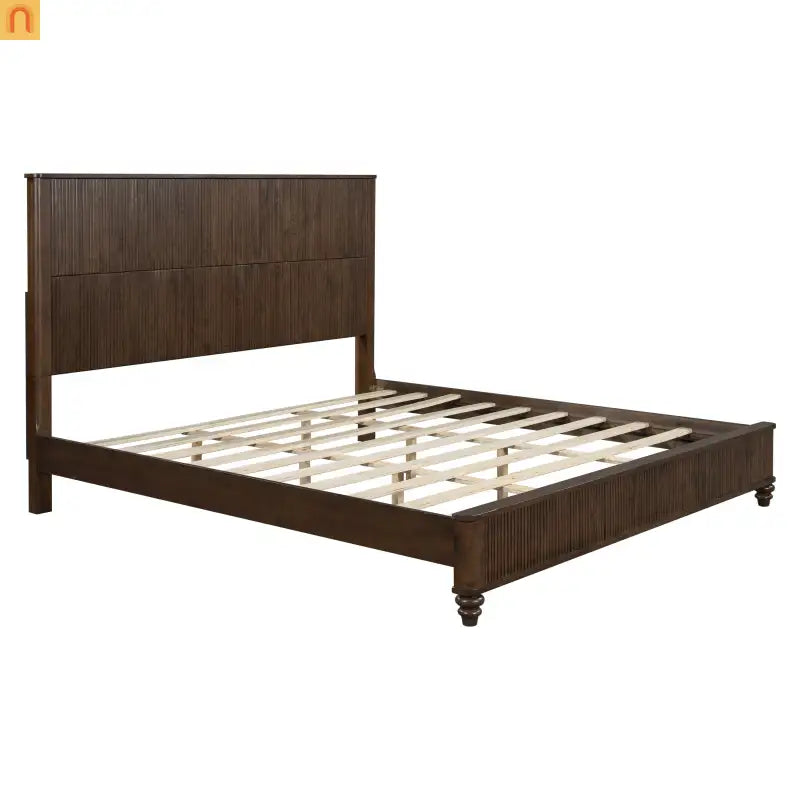 Platform Bed Contemporary Tall Headboard Solid Walnut Wood King Size