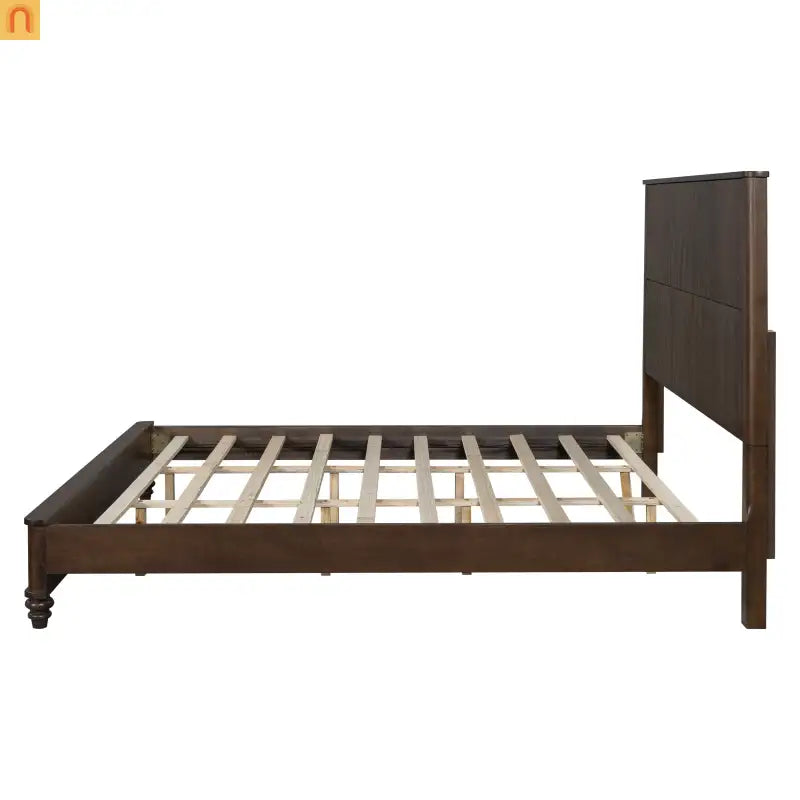 Platform Bed Contemporary Tall Headboard Solid Walnut Wood King Size