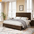 Platform Bed Contemporary Tall Headboard Solid Walnut Wood King Size