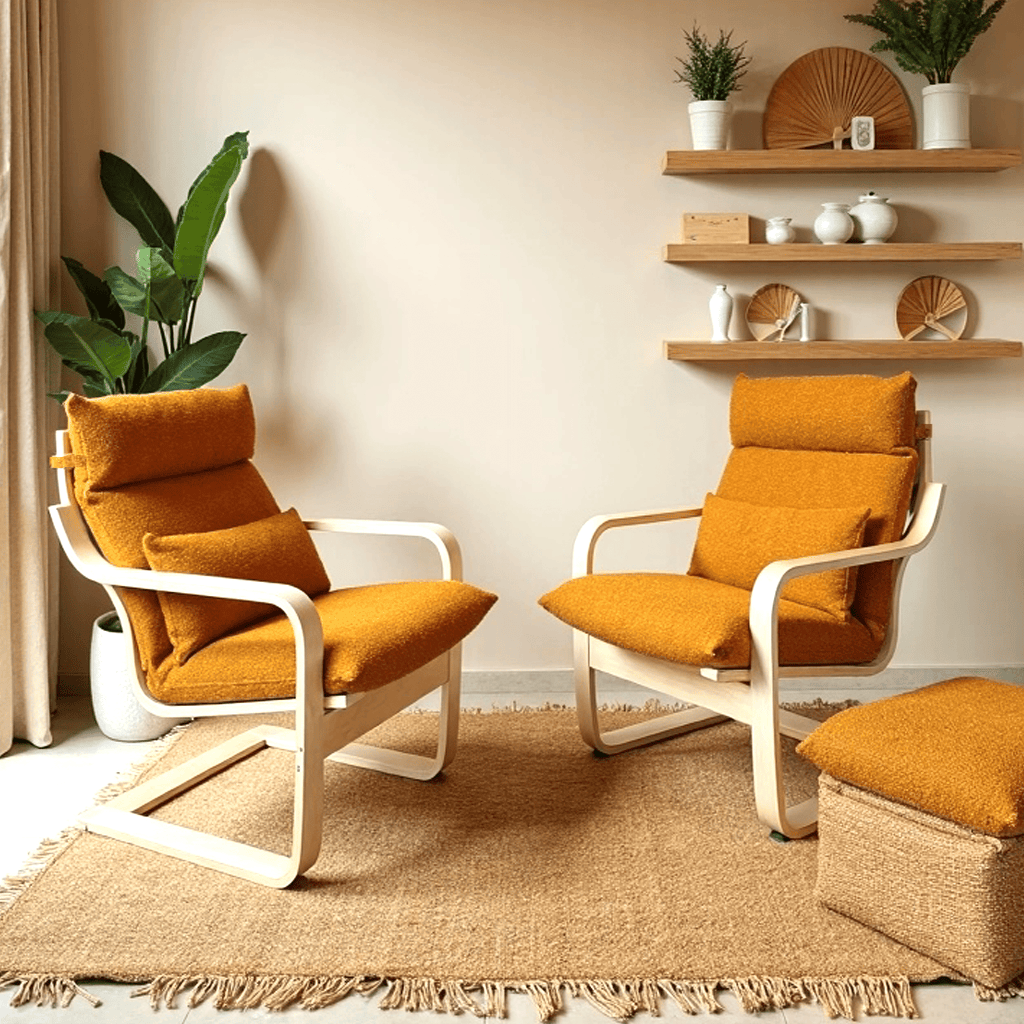 Boucle Sherpa Cinnamon Chair and Footstool Covers, Compatible with IKEA Poang