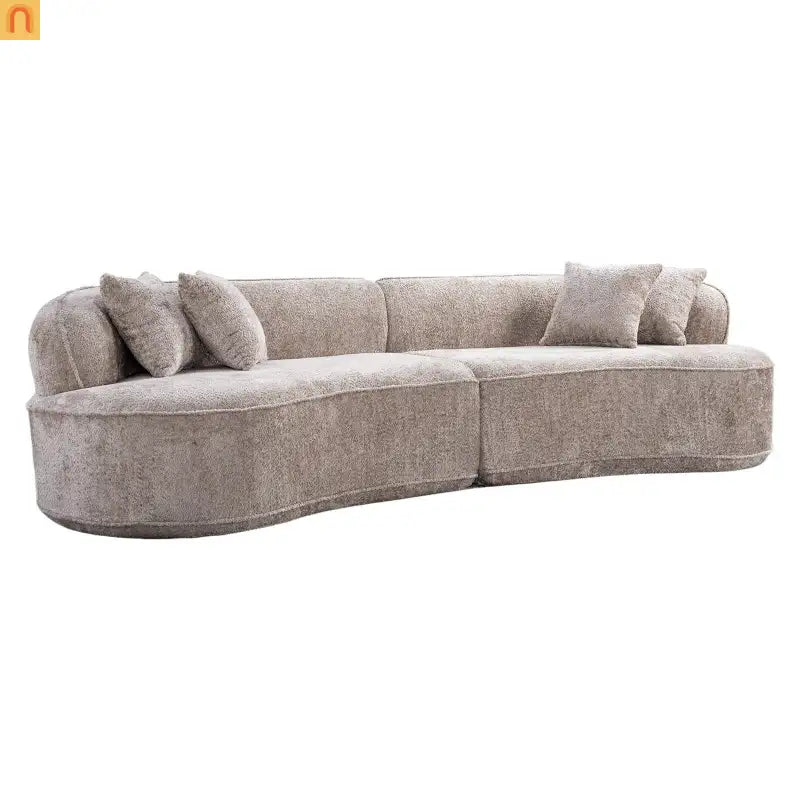 Sectional Sofa Modern l Shape Camel Upholstered Sleeper 114in Long Living Room