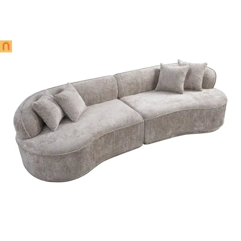 Sectional Sofa Modern l Shape Camel Upholstered Sleeper 114in Long Living Room