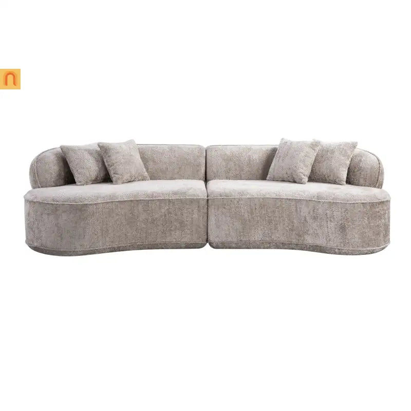 Sectional Sofa Modern l Shape Camel Upholstered Sleeper 114in Long Living Room