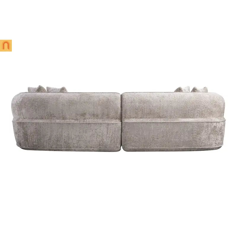 Sectional Sofa Modern l Shape Camel Upholstered Sleeper 114in Long Living Room
