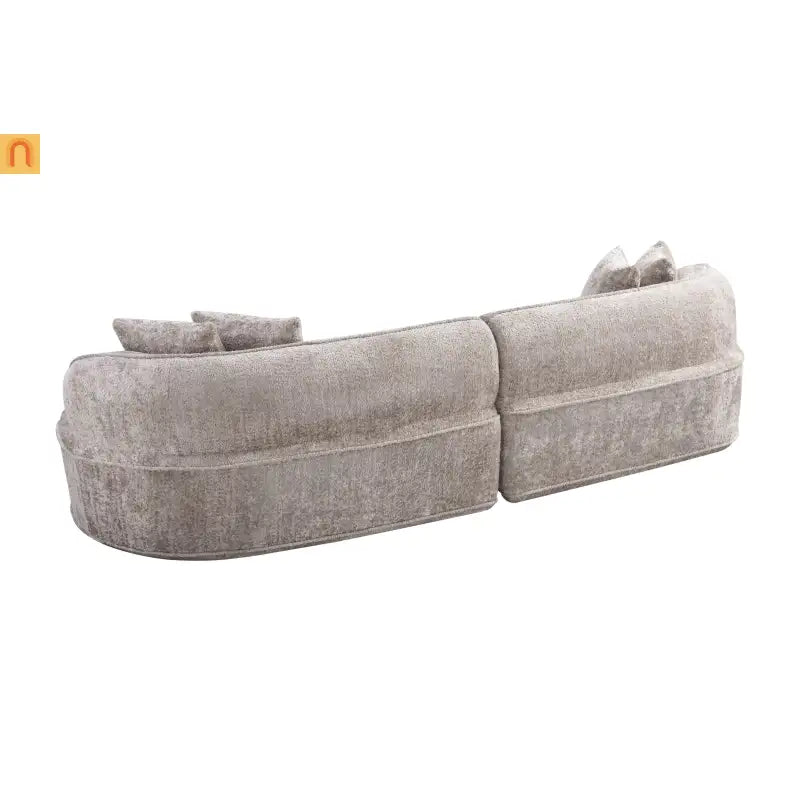 Sectional Sofa Modern l Shape Camel Upholstered Sleeper 114in Long Living Room