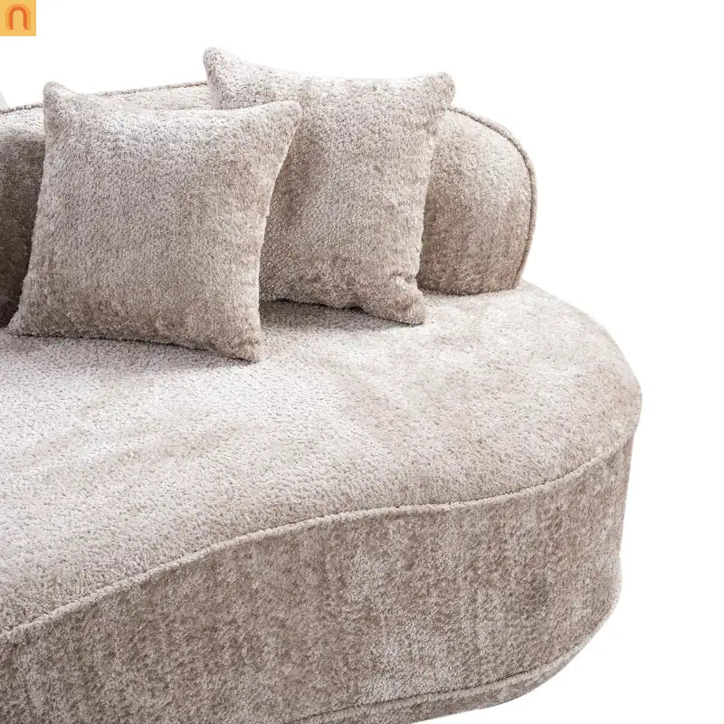 Sectional Sofa Modern l Shape Camel Upholstered Sleeper 114in Long Living Room