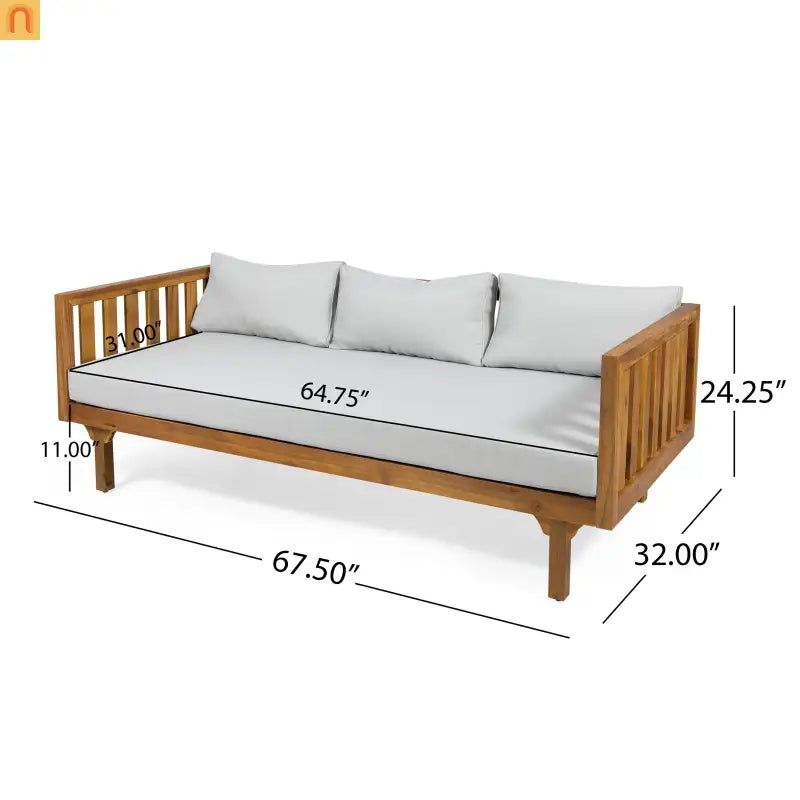 Sofa Modern Daybed Wood Teak Acacia Cushions Water Resistant 67 Inch Wide