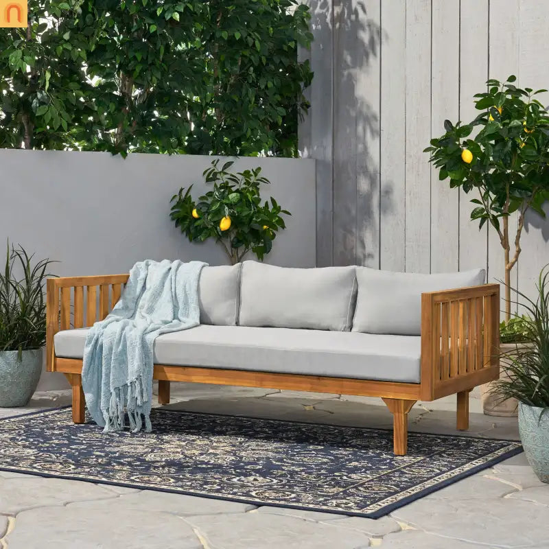 Sofa Modern Daybed Wood Teak Acacia Cushions Water Resistant 67 Inch Wide