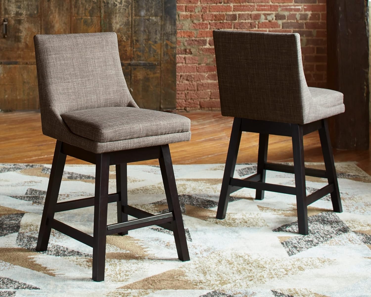 Tallenger 25 Inch Upholstered Swivel Bar Stool Light Gray