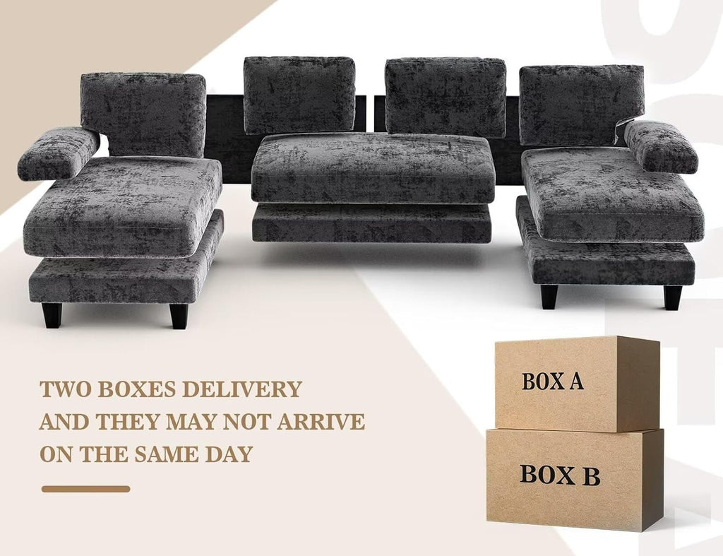 U Shaped Sectional Sofa with Double Chaise Lounge